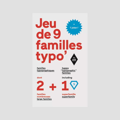 9 Happy Typographic Families Playing Cards