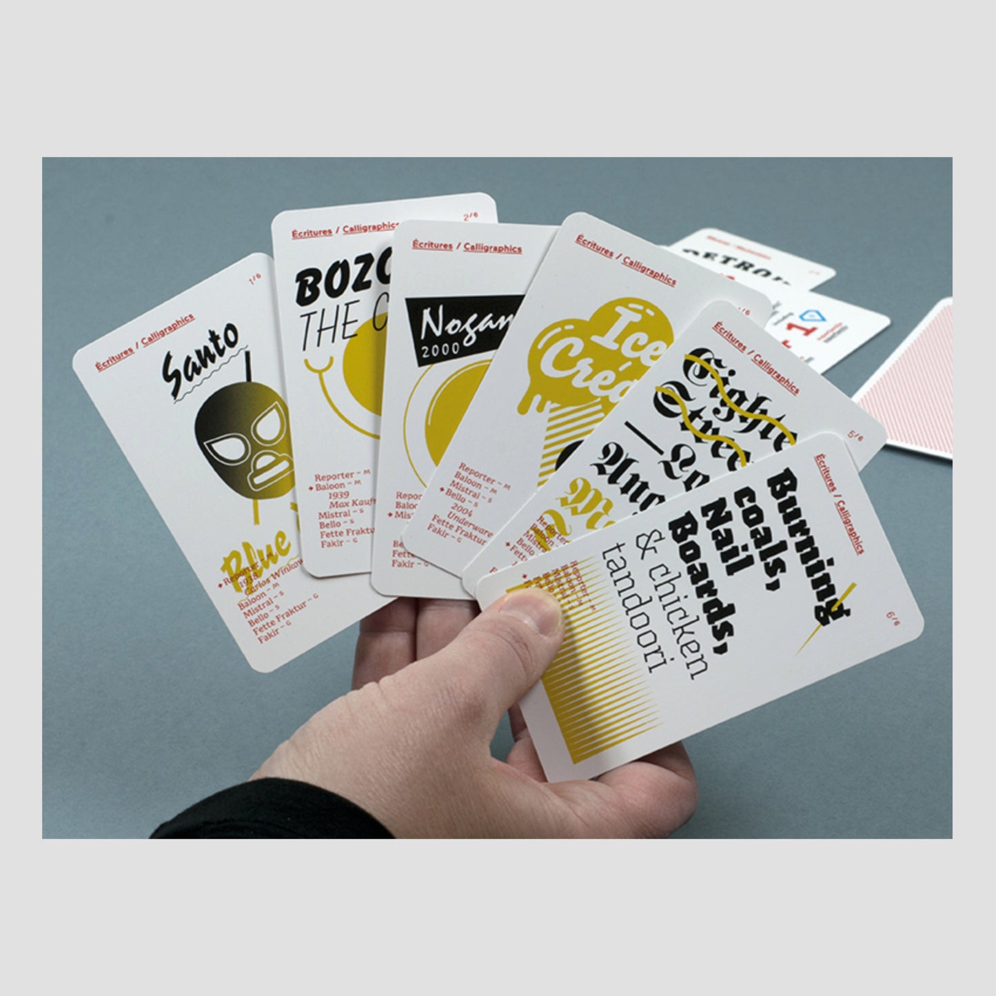 9 Happy Typographic Families Playing Cards